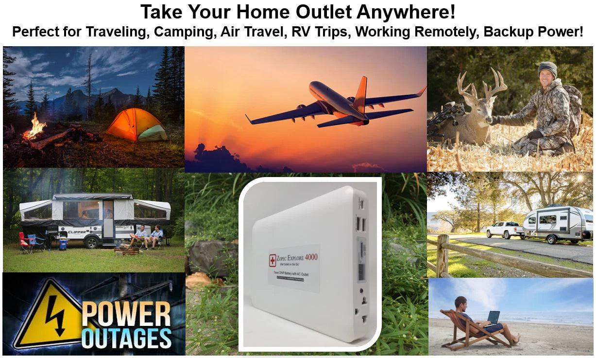 Explorez la batterie de voyage CPAP/BiPAP 4000 (jusqu'à 2 nuits)