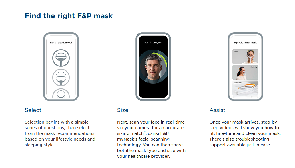 Fisher & Paykel myMask App Mask Selector