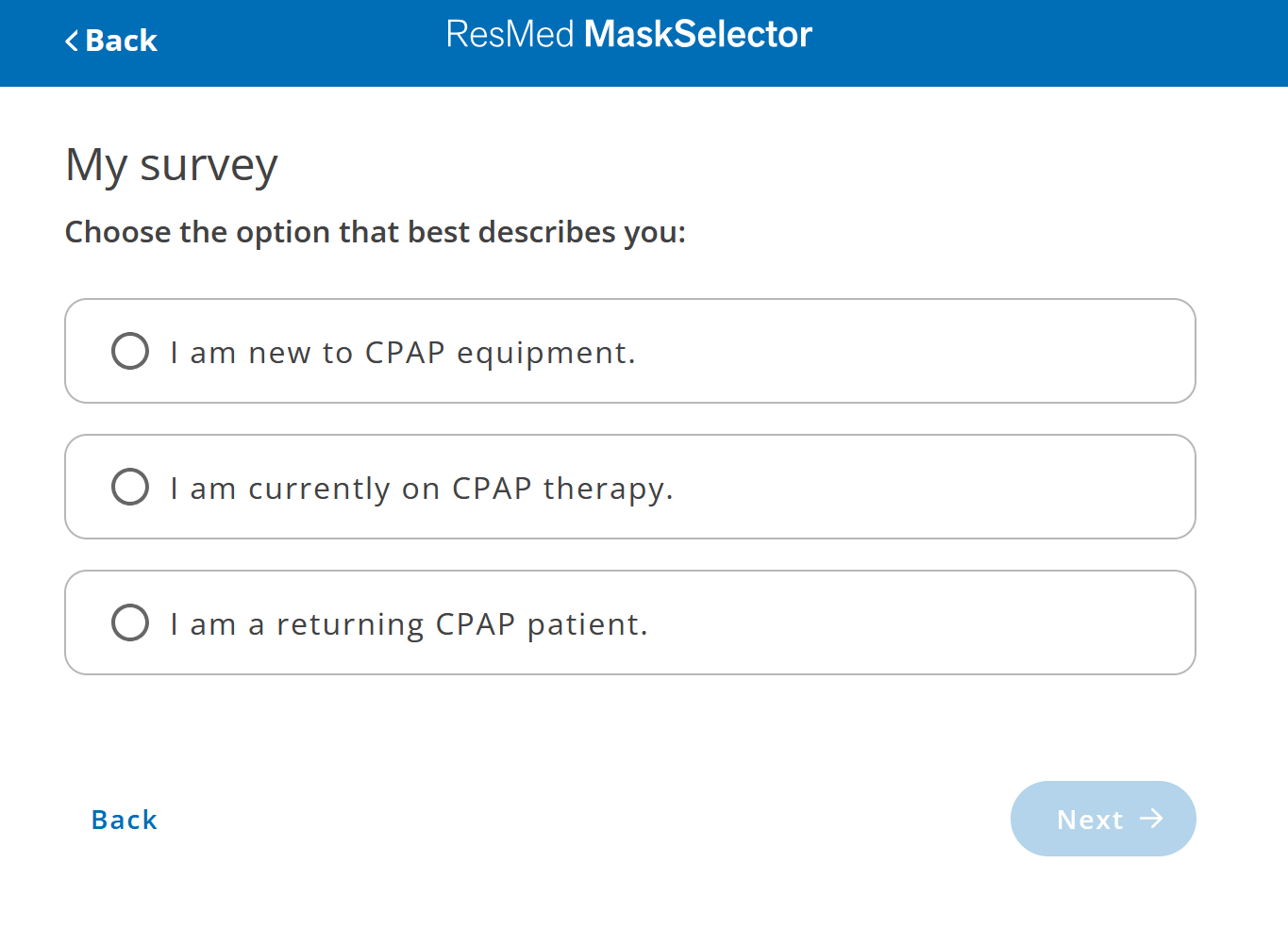 ResMed Mask Selector Tool