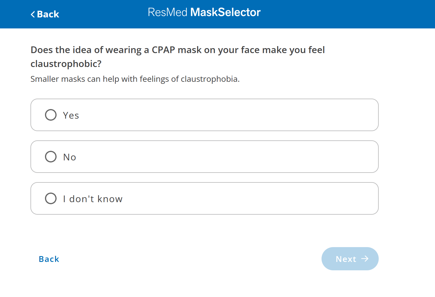 ResMed Mask Selector Tool