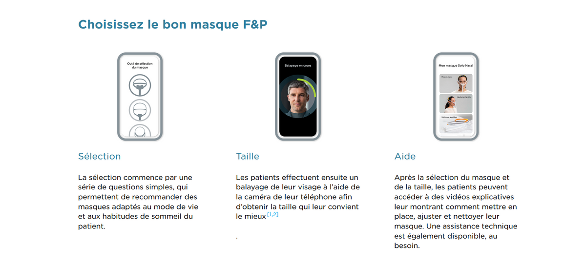 Sélecteur de masques Fisher & Paykel myMask App