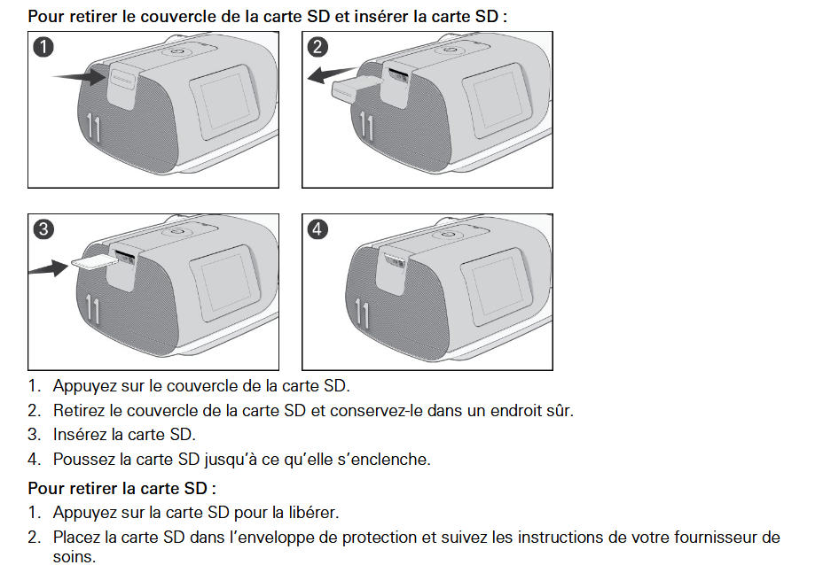 Carte SD ResMed AirSense 10, 11 et AirCurve 10, 11