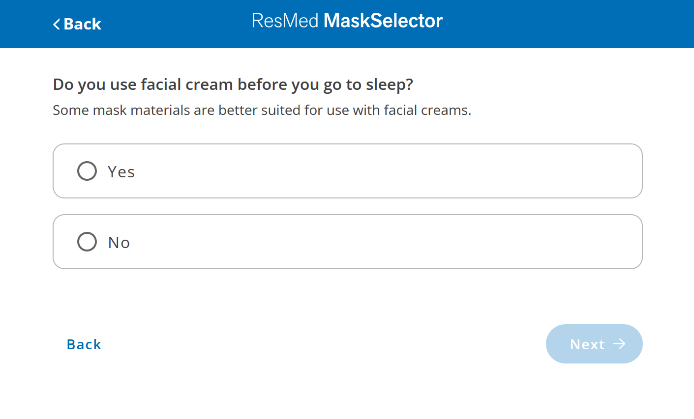 ResMed Mask Selector Tool
