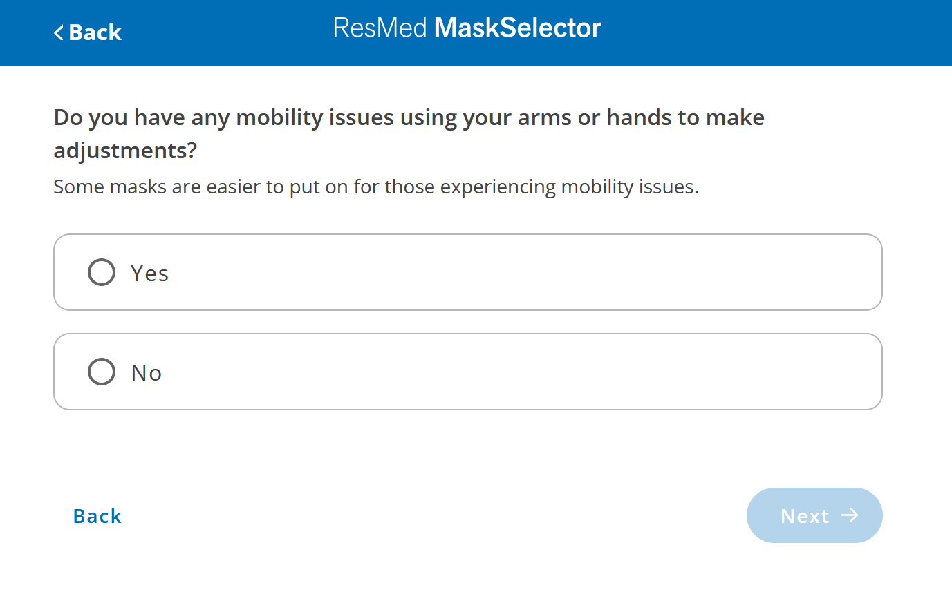 ResMed Mask Selector Tool