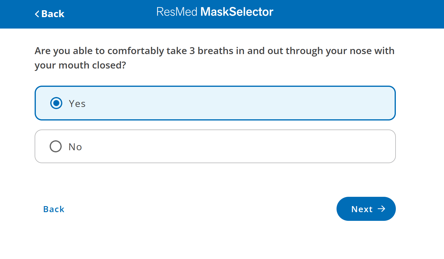 ResMed Mask Selector Tool