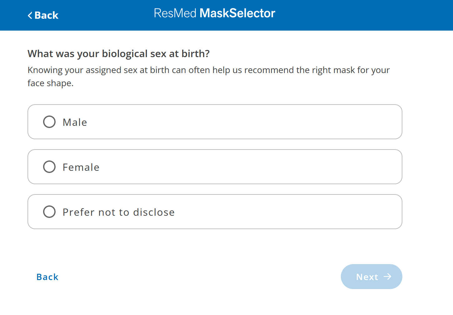 ResMed Mask Selector Tool
