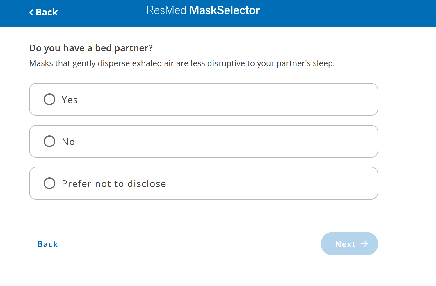 ResMed Mask Selector Tool