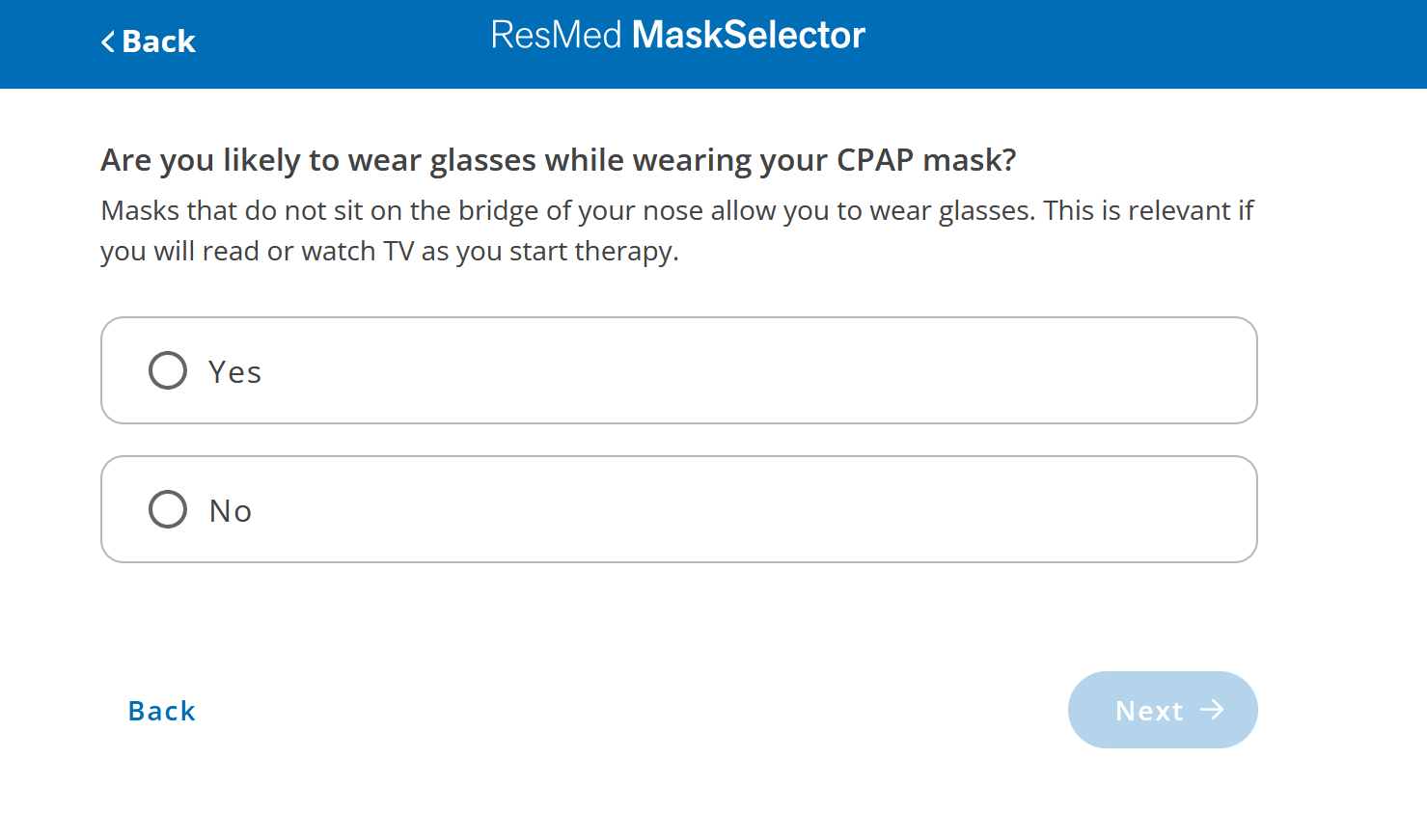 ResMed Mask Selector Tool