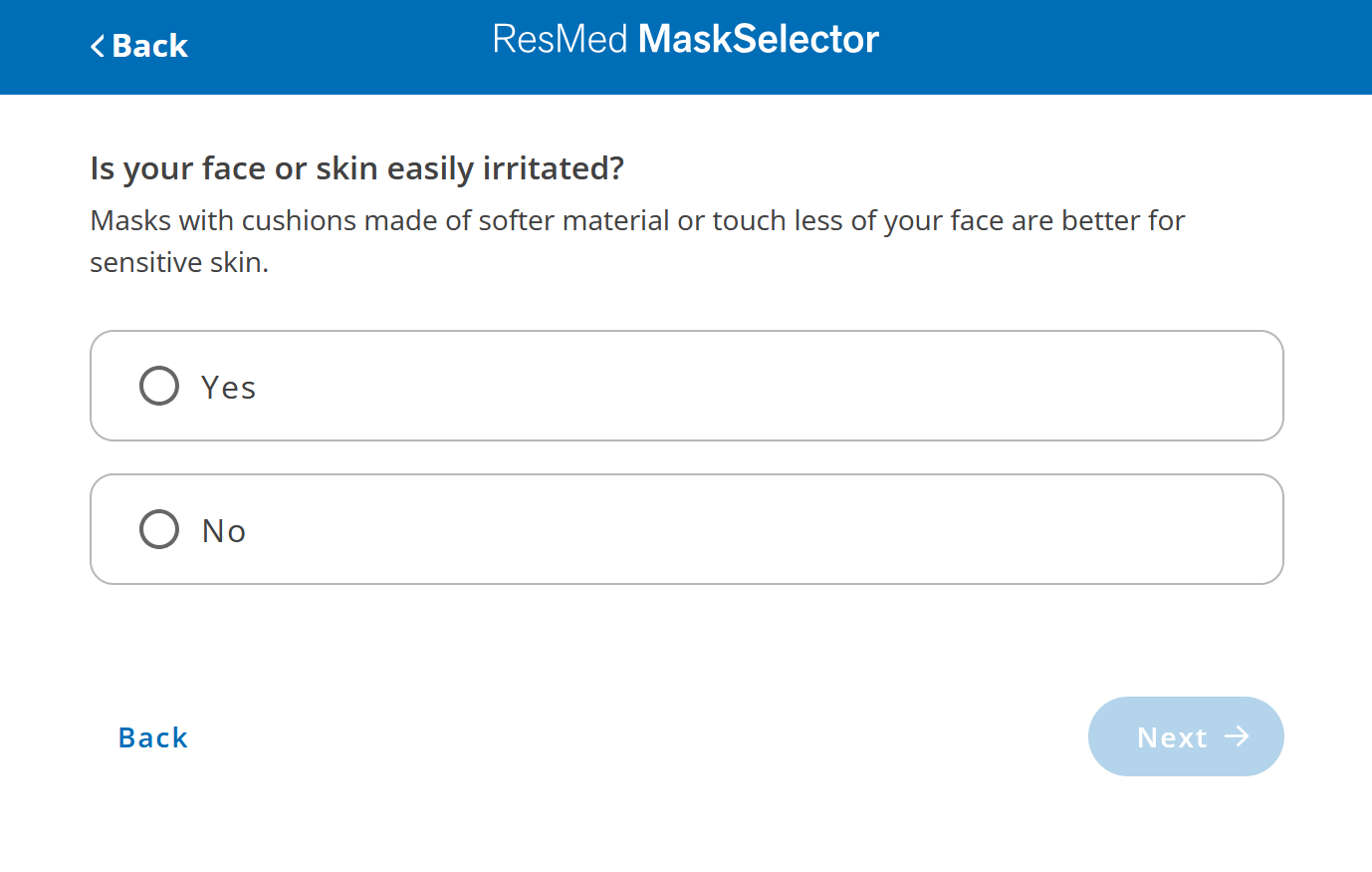 ResMed Mask Selector Tool