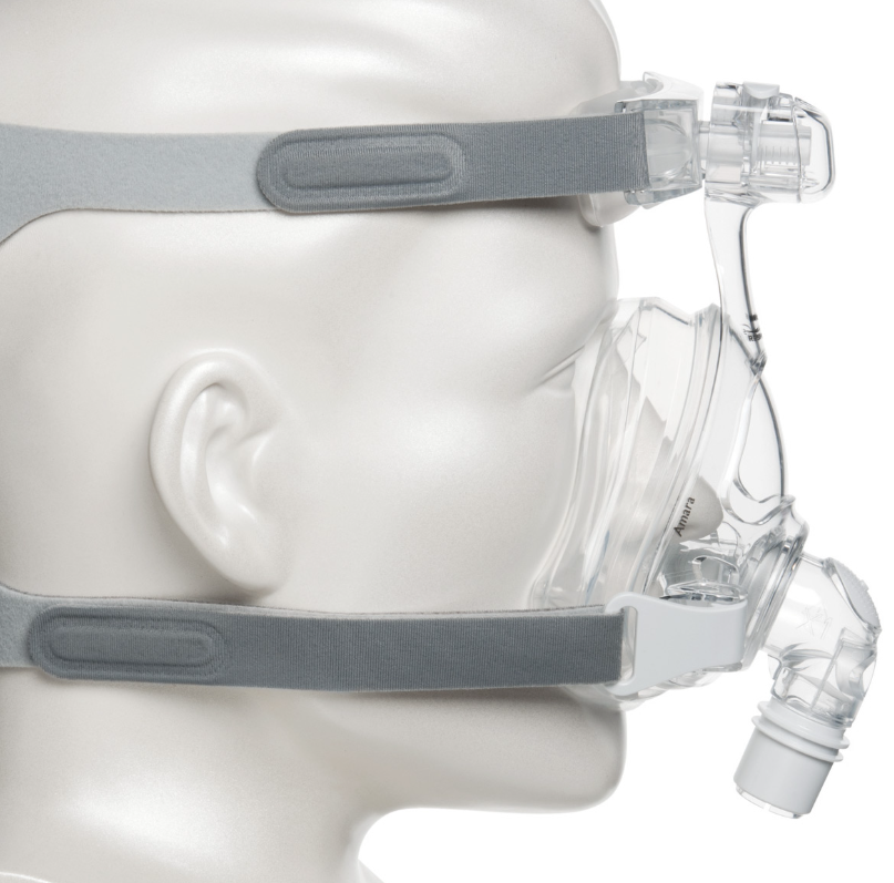 Système complet de protection faciale Respironics Amara avec harnais et coussin en silicone