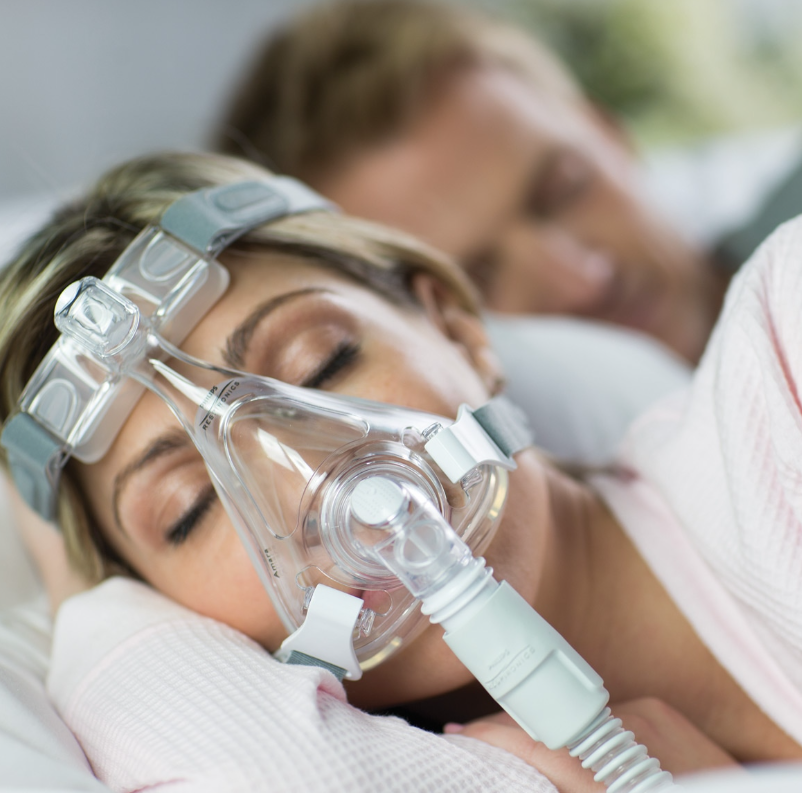 Système complet de protection faciale Respironics Amara avec harnais et coussin en silicone